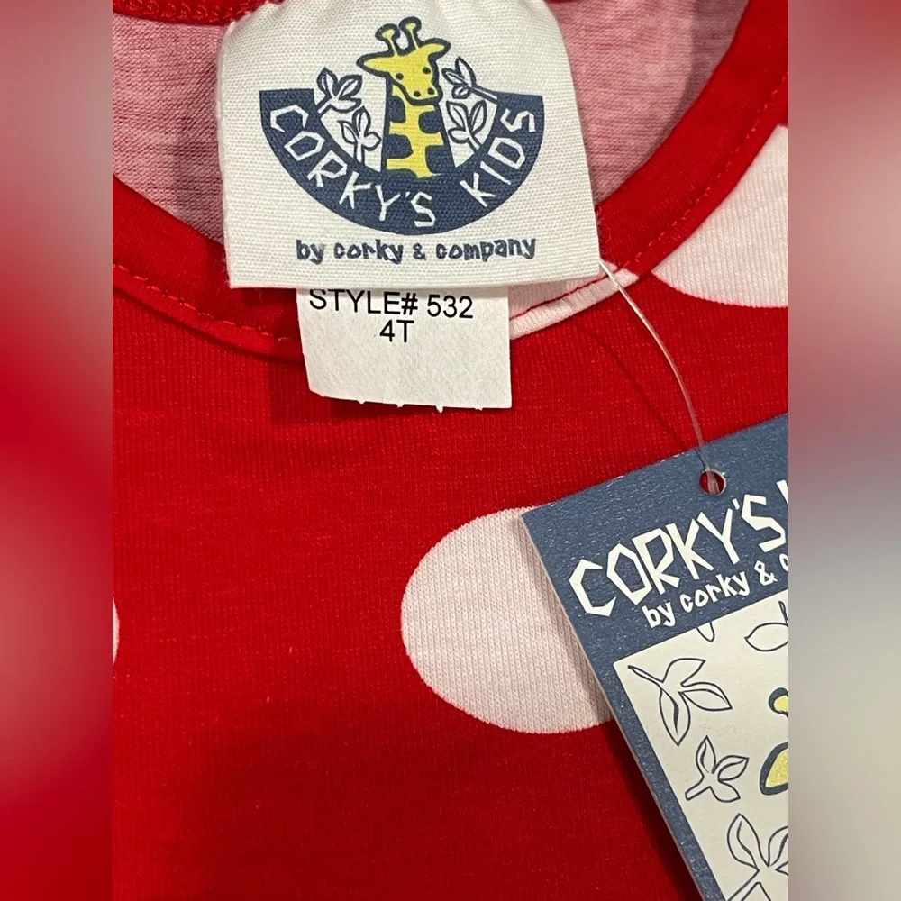 🆕Corkys kids little girls‎ size 4 cotton stretch red white blue patriotic dress